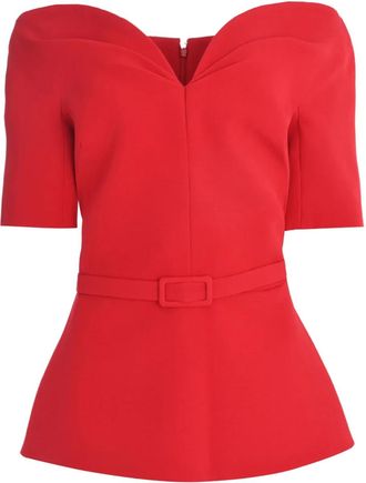 SAFiYAA Blusa Lyddie con scollo a V - Rosso