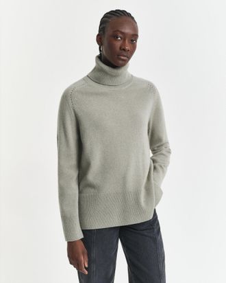 GANT Women Soft Wool Cashmere Blend Turtleneck Sweater (XXL) FADED SAGE