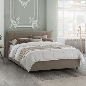 Dmora Cama Matrimonial Akasha, Desenfundable, Con Caj&oacute;n, Hecho En Italia Colch&oacute;n 160x190 Cm, Gris Taupe Taupe