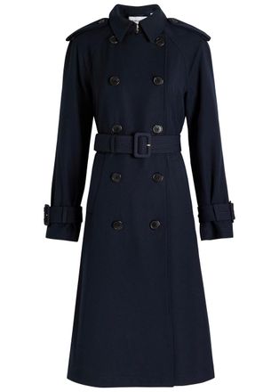 Veronica Beard Conneley Dickey Double-breasted Twill Trench Coat - Navy - XL (UK16 / XL)