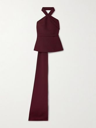 SAFiYAA Top Asimmetrico In Crêpe Con Scollo Allamericana E Drappeggio Odele - Bordeaux