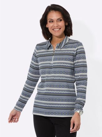 Casual Looks Sweatshirt CASUAL LOOKS, Damen, Gr. 38, blau (rauchblau, steingrau, bedruckt), 100% Baumwolle, gemustert, mehrfarbig, Sweatshirts Sweatshirt