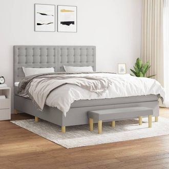 vidaXL Vidaxl - Cama Box Spring Con Colch&oacute;n Tela Gris Claro 180x200 Cm