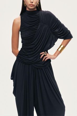 Nocturne Asymmetric Draped Blouse in Black at Nordstrom, Size X-Small Eu