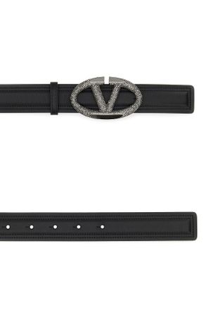 Valentino Garavani 5w0t0sj4eck 249 Neroblackdiamond Calfleatherbostaurus Cinture Belt
