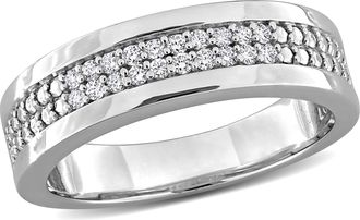 Mimi & Max Created Forever Mens 1/5ct TW Lab-Grown Diamond Double Row Band Yellow or White Silver