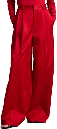 Polo Ralph Lauren Pleated Satin Wide Leg Pants in Rl 2000 Red at Nordstrom, Size 10