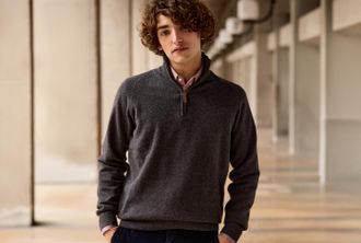 Bexley Jersey de hombre de lana con cuello con cremallera Gris Antracita moteado - KENNETH