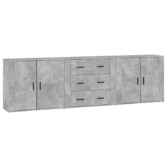 vidaXL Vidaxl - Aparadores 3 Piezas Madera Contrachapada Gris Cemento