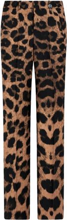 Philipp Plein Straight Fit Broeken Leopard - Dames - Straight fit broeken - Bruin - M - Broeken