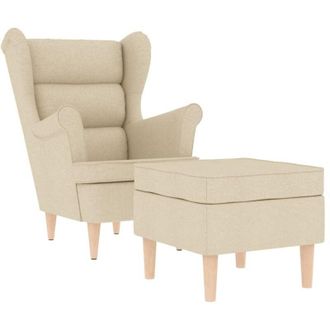 vidaXL Sill&oacute;n Con Taburete Reposapi&eacute;s De Tela Crema Vidaxl