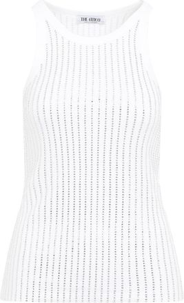 The Attico White Crystal Cotton Ribbed Jersey Tank-Donna