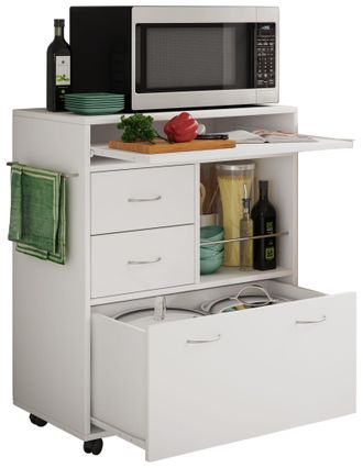 ebuy24 Carro De Cocina Vcm Carro Con Cajones Y Estanter&iacute;a Dimensiones Carro De Rodillos Aprox. Al. 86 X An. 70 X P. 40 Cm Rollbar Carro De Servicio Kicha (bl
