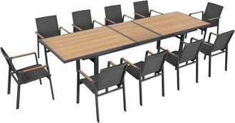 Higold Grosses Design Dining-Set Nofi 10+1, Tisch 280-340 x 100 cm, Anthrazit