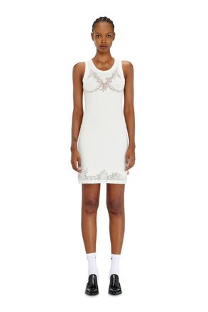 Diesel Mini tank dress with devor&eacute; lace effect - Dresses - Woman - White