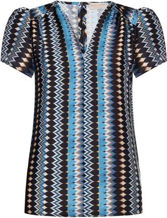Rinascimento Blouses, female, Blue, 2XS, Stylish Geometric Print Mini Dress
