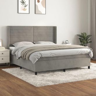 vidaXL Vidaxl - Cama Box Spring Con Colch&oacute;n Terciopelo Gris Claro 160x200 Cm