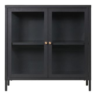 Moloo Mueble de almacenaje 2 puertas cristal metal negro 80x80 cm