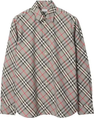 Burberry Checked Cotton Shirt - Mens - Mother Of Pearl/Cotton