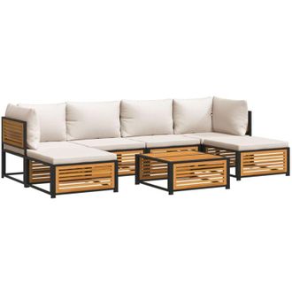 vidaXL Set De Sof&aacute;s De Jard&iacute;n Con Cojines 7 Pzas Madera Maciza Acacia Vidaxl