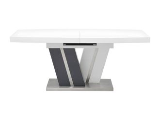 Vente-Unique Extendable Dining Table - 6 To 8 Seats - Grey & White - Lacquereded