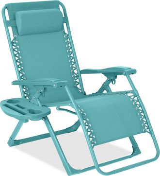 Best Choice Products Monochromatic Zero Gravity Chair, Folding Patio Recliner w/Side Tray, Headrest