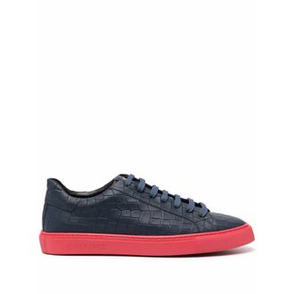 Hide & Jack Crocodile-embossed Low-top Leather Sneakers