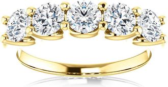 Pompeii3 1 1/2 Ct Diamond Five Stone Wedding Ring 14k Yellow Gold EX3 Lab Grown