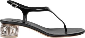 Casadei Belle Epoque Infradito Tacco - Dames - Sandalen met hakken - Zwart - 37 EU - Leer - Schoenen