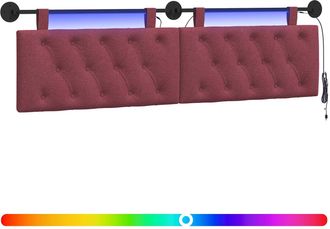 vidaXL Cabecero Colgante Con Luz Led Rojo Vino Tela Vidaxl