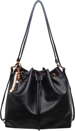 Generic Kexpery Womens PU Shoulder Bag with Drawstring Pendant Convenient Bucket Bag for Travel, Shopping Daily Use