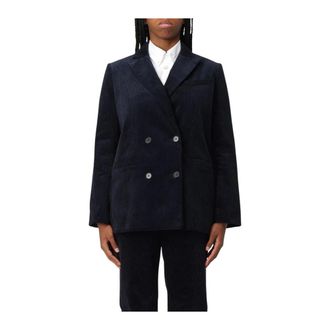 A.P.C. Blazers, female, Blue, Size: XS Corduroy Double-Breasted Blazer Jacket