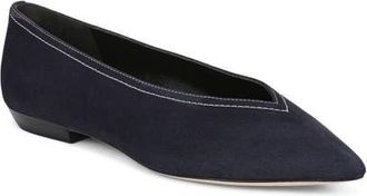 Veronica Beard Bancroft Pointed Toe Flat in Navy at Nordstrom, Size 9.5