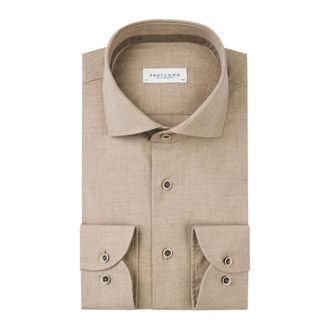 Profuomo Overhemden, Heren, Beige, XL, Beige Business Overhemd