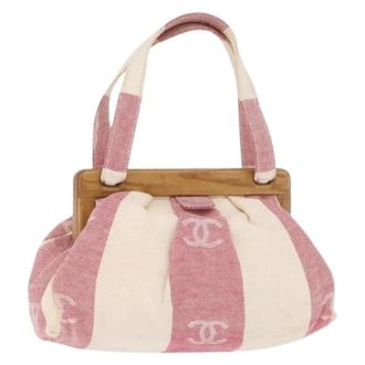 Chanel Pre-owned Vintage Canvas Hand Bag - Dames - Pre-owned - Roze - Maat: ONE Size Leer