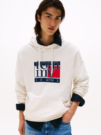 Tommy Jeans Hoodie TOMMY JEANS TJM RWB FLAG, Herren, Gr. 4XL, weiss (ancient wei&szlig;), Sweatware, Obermaterial: 100% Baumwolle, regular fit, B&uuml;ndchen, Sweatshirts Ho