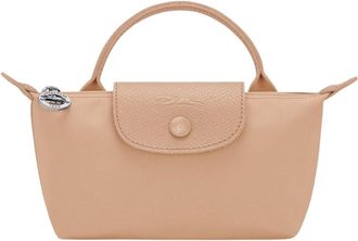 Longchamp Le Pliage One Pouch - Dames - Tassen - Beige - Maat: ONE Size Leer