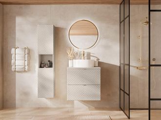 Vente-Unique Colonna da bagno a spina di pesce con nicchia Colore beige H140 cm - DORIONI