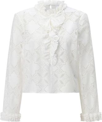 Rich & Royal Blusa Rom&aacute;ntica con Volante - Blouses & Shirts - Mujer - Blanco - XL