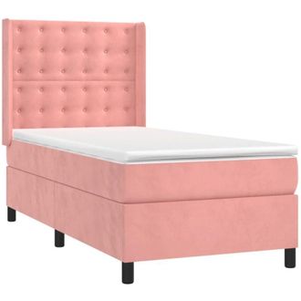 vidaXL Vidaxl - Cama Box Spring Colch&oacute;n Y Led Terciopelo Rosa 100x200 Cm