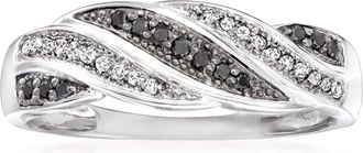 Ross-Simons Black and White Diamond Twist Ring in Sterling Silver