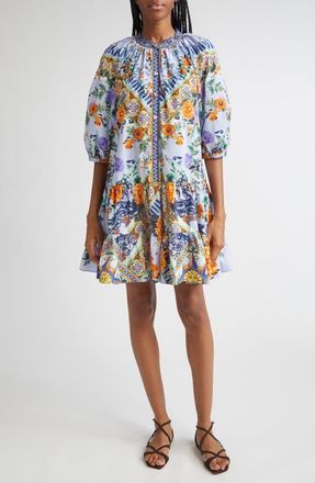 Camilla Luscious in Lisbon Puff Sleeve Organic Cotton Poplin Shirtdress at Nordstrom, Size X-Small