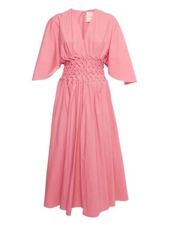 Roksanda Ilincic shirring-waist midi dress - Pink