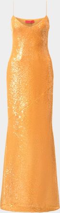 Halston Heritage Glora Sleeveless Sequin A-Line Gown