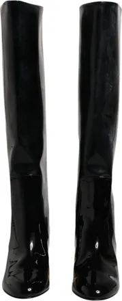 Dolce & Gabbana Black Patent Leather Vally High Boots Womens Shoes
