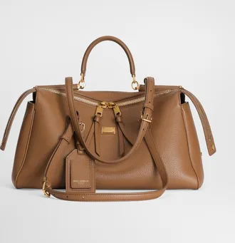 Dolce & Gabbana Medium Vittoria Handbag In Calfskin - Woman Shoulder And Crossbody Bags Brown Onesize