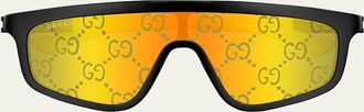 Gucci Mens GG Monogram Shield Sunglasses