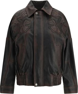 Golden Goose Bruine Viscose Bomber - Dames - Leren en Su&egrave;de Jassen - Bruin - M - Leer - Jassen