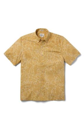 Reyn Spooner Lei Low Classic Fit Short Sleeve Button-Down Shirt in Gold at Nordstrom, Size Xx-Large