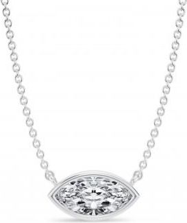 Allurez Marquise Lab Diamond Solitaire Pendant Necklace 14K White Gold (1.00ct)